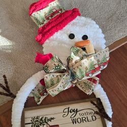 CHRISTMAS 🎄 SNOWMAN HANDMADE WALL HANGING NEW