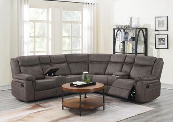 FABRIC 3 PC RECLINING SECTIONAL, SAME DAY DELIVERY IS POSSIBLE OR BEST PRICE OFFER, U90