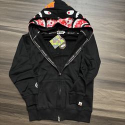 A BATHlNG Ape Double Shake Hood Full Zip Black And Pink Size M-XL