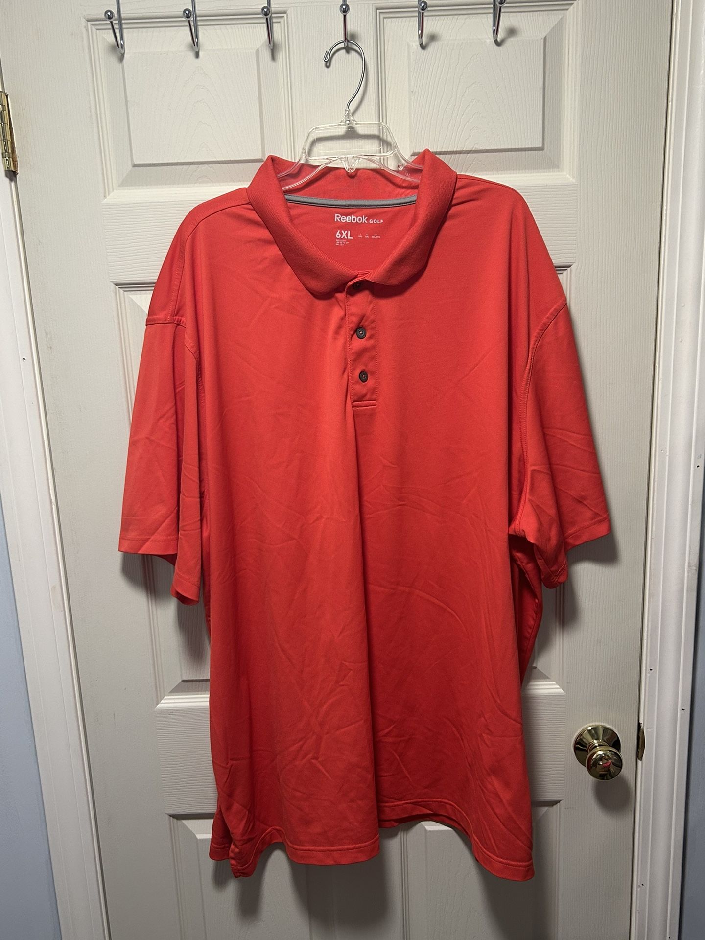 Reebok Mens Golf Polo Shirt 6XL Orange Short Sleeve Logo Rugby