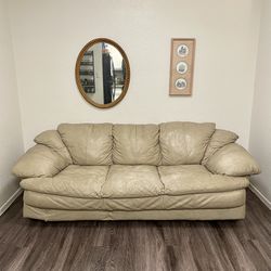 Khaki Faux Leather Sofa