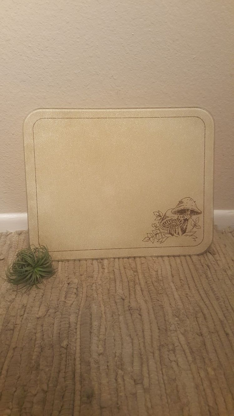 Vintage Pyrex Glass Mushroom Design Cutting Board