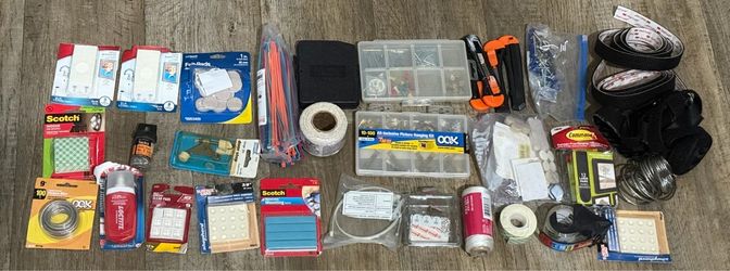 Mixed Home Hardware & Hanging Supplies Lot