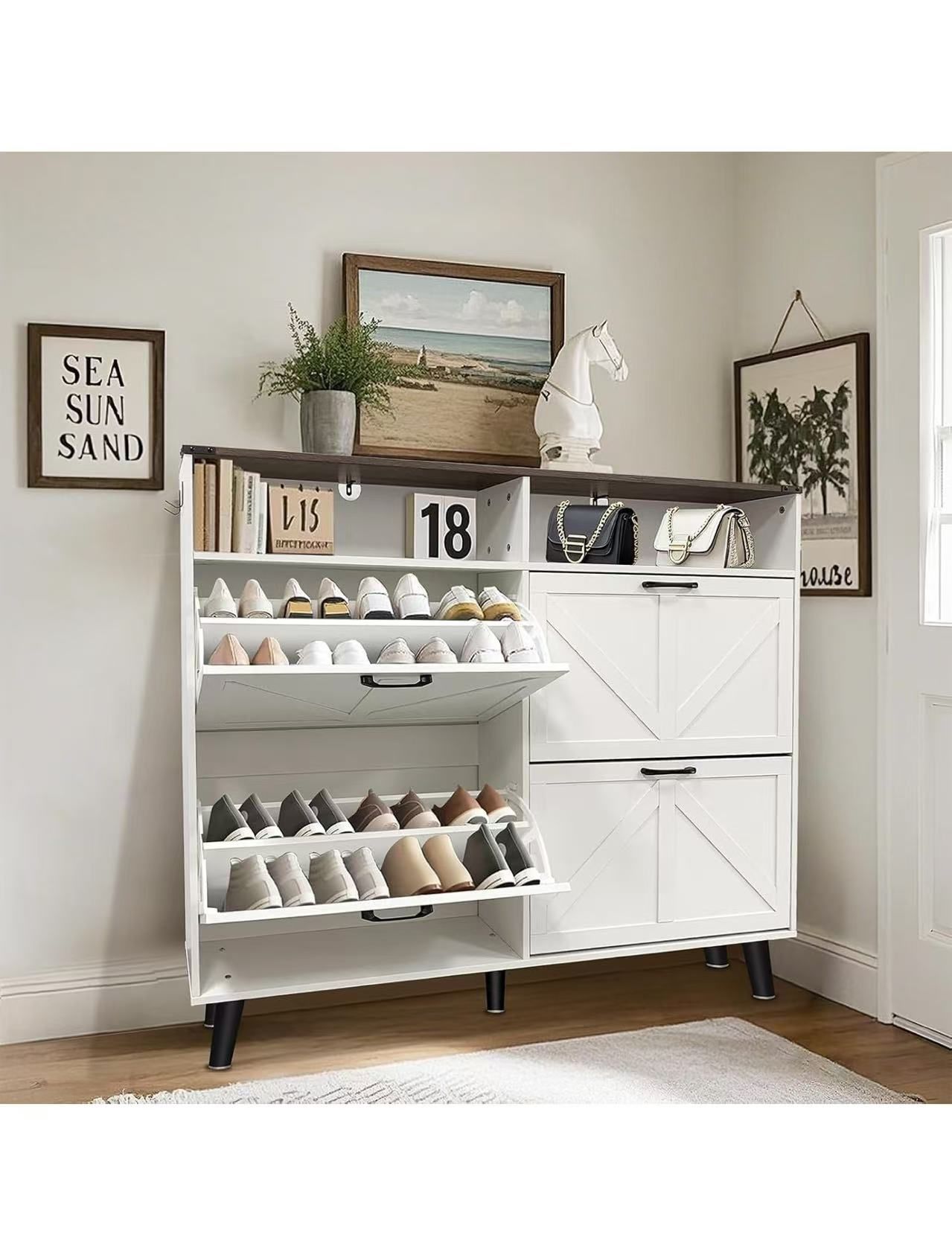 Farmhouse Shoe Storage Cabinet