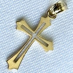 14K solid gold cross pendant 22 mm length