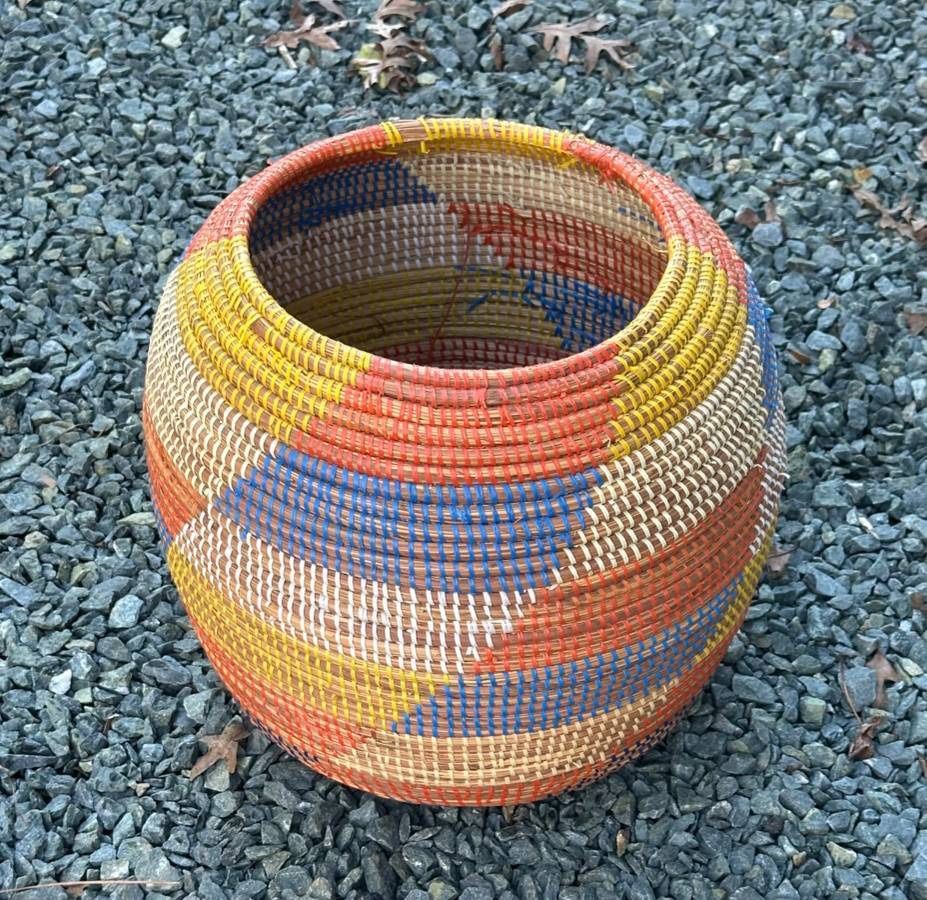 Multi Color Rainbow Versatile Handmade Woven Storage Bin Basket Decor