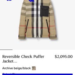 Burberry Puffer Coat $600 OBO