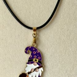 Halloween Witch Gnome Necklace 