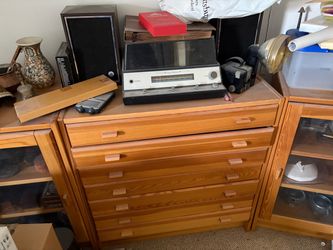 Chest of drawers(1)  and glass door cabinets (2)
