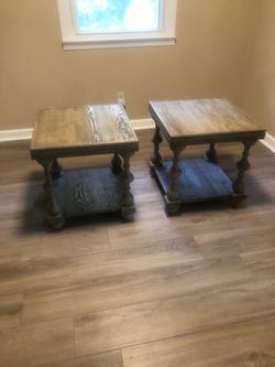 Pair of Rustic composite faux wood gray finish