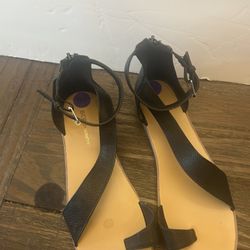 BCBG Black Leather Sandals