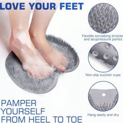 Shower Foot Scrubber With Non-slip Suction Cups, Wall-mounted Back Scrubber And Exfoliating Bath Mat For Feet