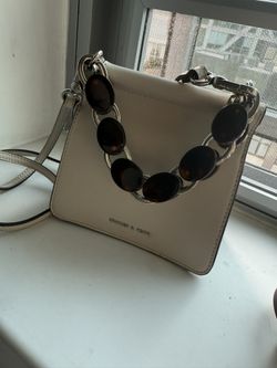 Charles & Keith Cream Mini Bag with Tortoise Chain Strap