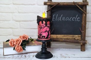 Halloween Snow Globe Candles Light Up Lamp, Battery Operated Rotating Spooky Water Tornado Glowing Flameless Candles Centerpiece for Decoration LED Ca