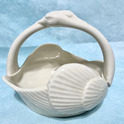 Lenox Legacy Bowl Bride's Two Swan Basket Trinket Candy Dish Handled Made In USA