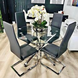 Round Table 39-46 Set With 4 Chairs Dining Set Dining Tae Set new