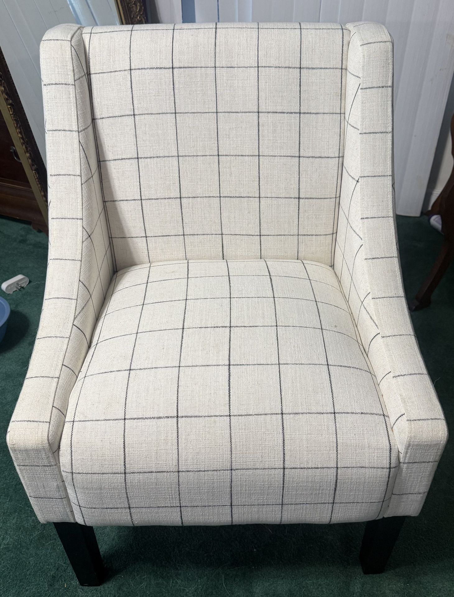 White Chair W Black Thin Stripes