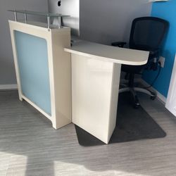 Reception Desk With Lighted Front Panel Locking Drawer & Cabinet