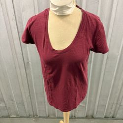 Theory Burgundy Short Sleeve Tee