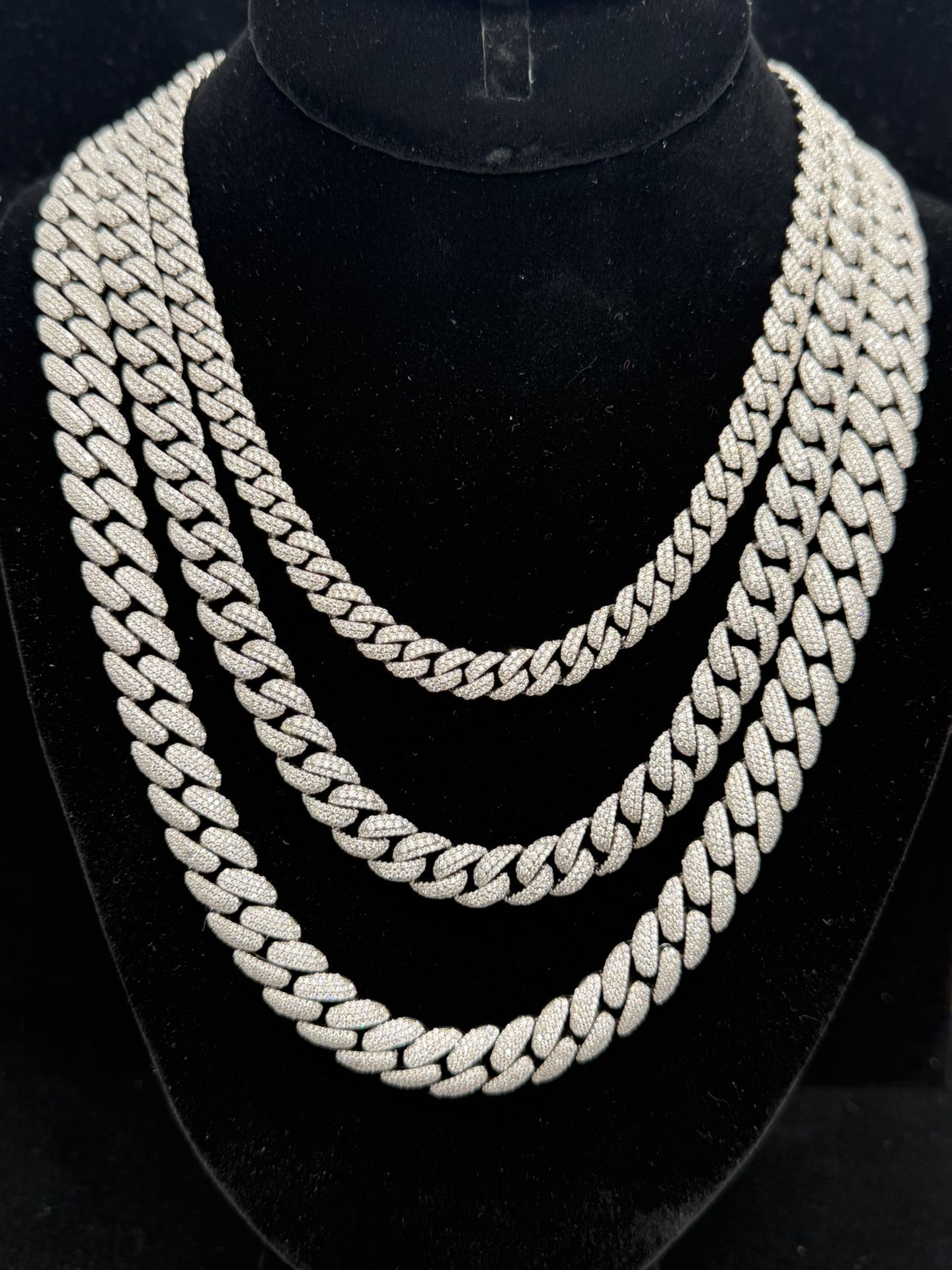 925 Sterling Silver Miami Cuban Moissanite Chain