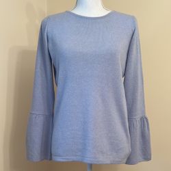 Benedetta B Pullover Sweater with Bell Sleeves; Baby Blue; Size L; Made in Italy