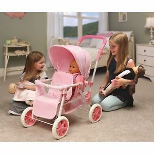 HIGH END BADGER DOLL DOUBLE STROLLER WITH STORAGE