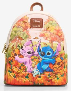 Disney Loungefly Stitch & Angel Pumpkin Patch Fall Mini Backpack NWT