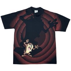 Vintage 90s Taz Looney Tunes Wild Oats Full Print T Shirt Size L AOP Shadow Graphic USA