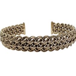 14k Gold Sapphire Braided Cuff Bracelet