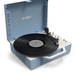 Victrola Re-Spin – Sustainable Suitcase Vinyl Record Player, 3-Speed (33 1/3, 45 & 78 RPM), Belt-Driven Bluetooth Turn Table