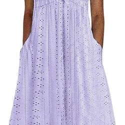 Short Sleeve Dresses for Women with Pockets. Summer Bohemian Maxi Dress, Light Purple. XXL $20