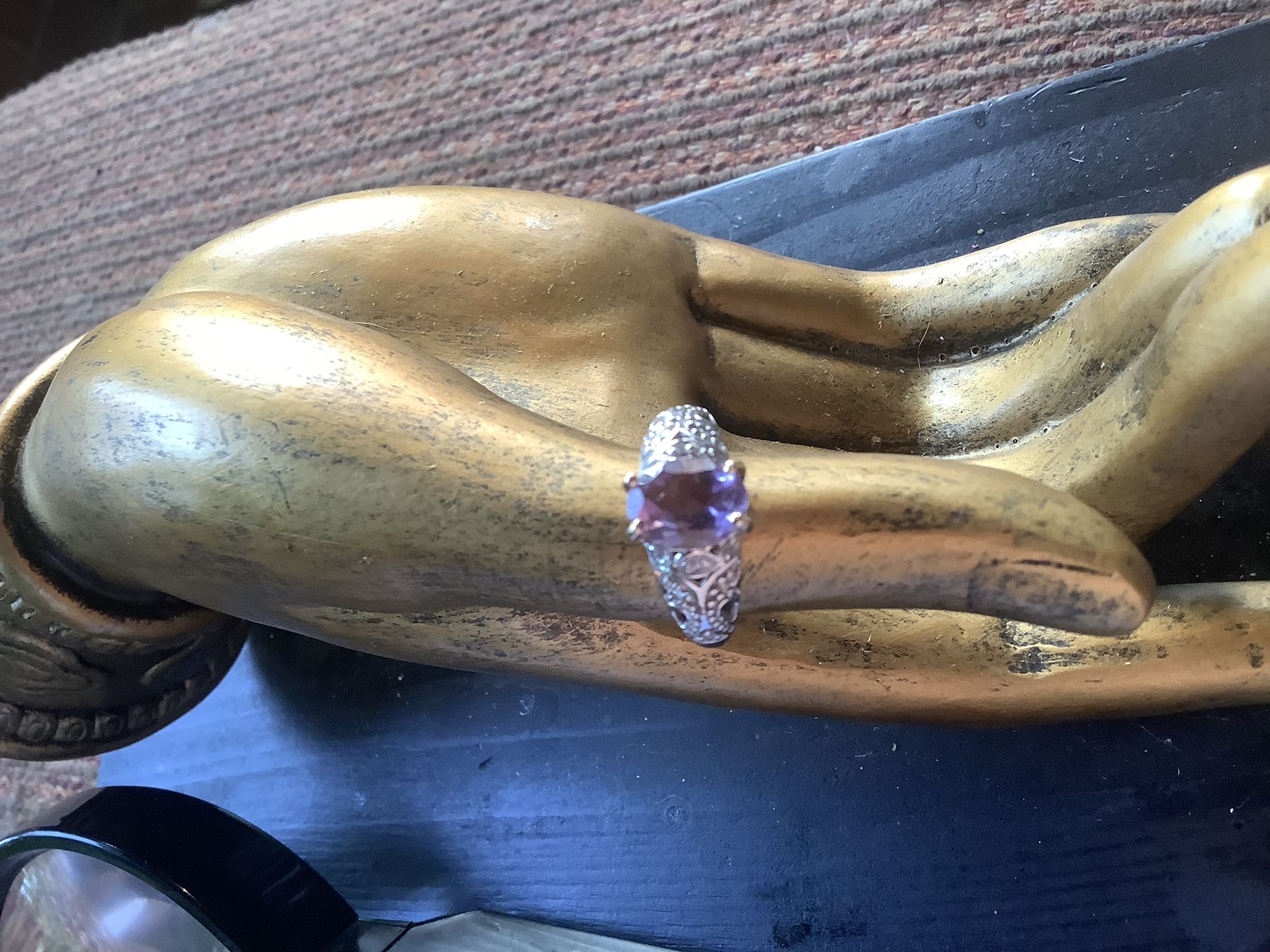 New 10k Amethyst And Diamond Ring