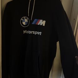 PUMA BMW M Motorsport Men's Pullover Hoodie Black Size L Hooded Pockets