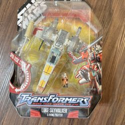 Factory Sealed Original 2007 Hasbro Star Wars Transformers Luke Skywalker X Wing Fighter Action Figure