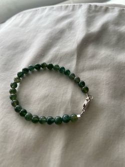 Moss agate sterling silver bracelet
