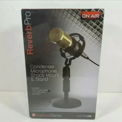 Tzumi On Air Reverb Mic Pro ~ Condenser Microphone, Shock Mount & Stand Podcast