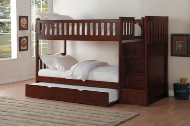 Rowe Cherry Twin/Twin Reversible Step Storage Bunk Bed | B2013