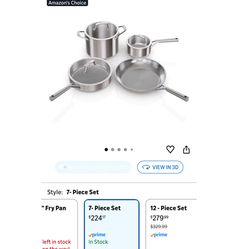 Ninja EverClad Stainless Steel 7-Piece Cookware Set (NEW, Sealed) – Tri-Ply, Induction Ready
