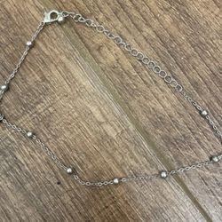 Blank Beaded Silver Chain Necklace