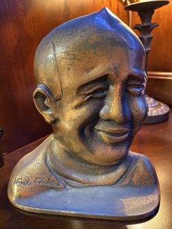 Vintage 1930’s Knute Rockne Brass/Bronze Bookend Sculpture, RARE!!