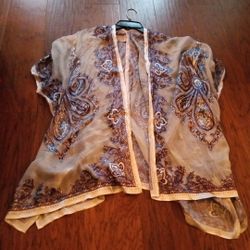 NEW Chicos One Size 28" Long Velvet Burnout Open Poncho Top