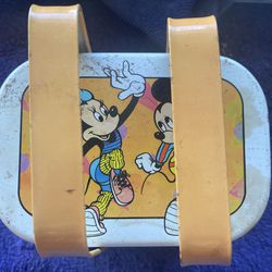 Vintage Walt Disney Mickey & Minnie Mouse Exercise Tin With Handles