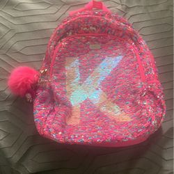 Pink K Letter Justic Backpack
