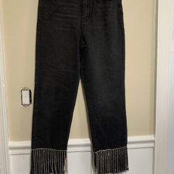 Forever 21 Black Ankle Fringe Jeans New Without Tags Size 28