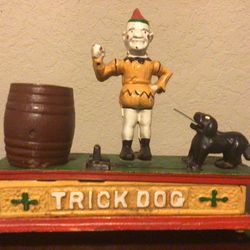Cast Iron Mechanical Bank Clown & Dog