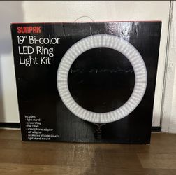 Sunpak 19” Bi-Color LED Ring Light Kit with Stand – No Charger
