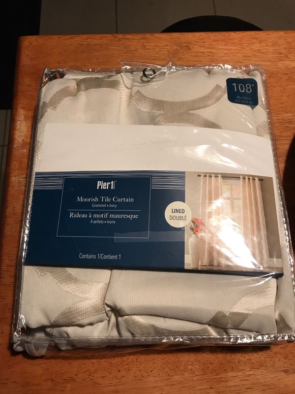 Brand New Pier 1 Moorish Tile Curtains 4 Panels Included For Sale