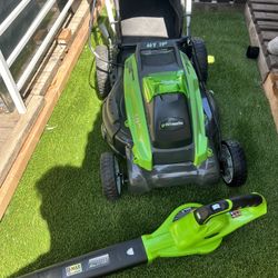 GreenWork 40v Cordless Lawn Mower And Blower  40v