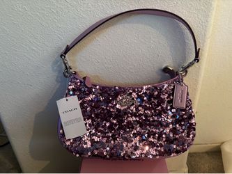 Coach lite purple sequins hand bag