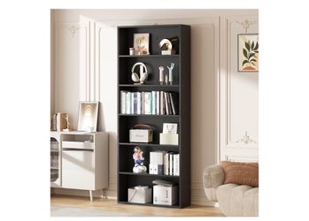 6-Tier Open Bookcase and Bookshelf, Floor Standing Wood Display Storage Shelves 71 Inch Tall Bookcase Home Decor Furniture for Home Office, Living Roo